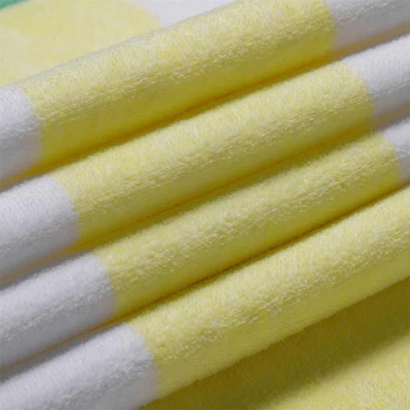 HENBAY Cotton Oversized Beach Towel - Large 70 x 35 Inch Pool Towel, Yellow Striped Quick Dry Swimming Cabana Towel - Image 2